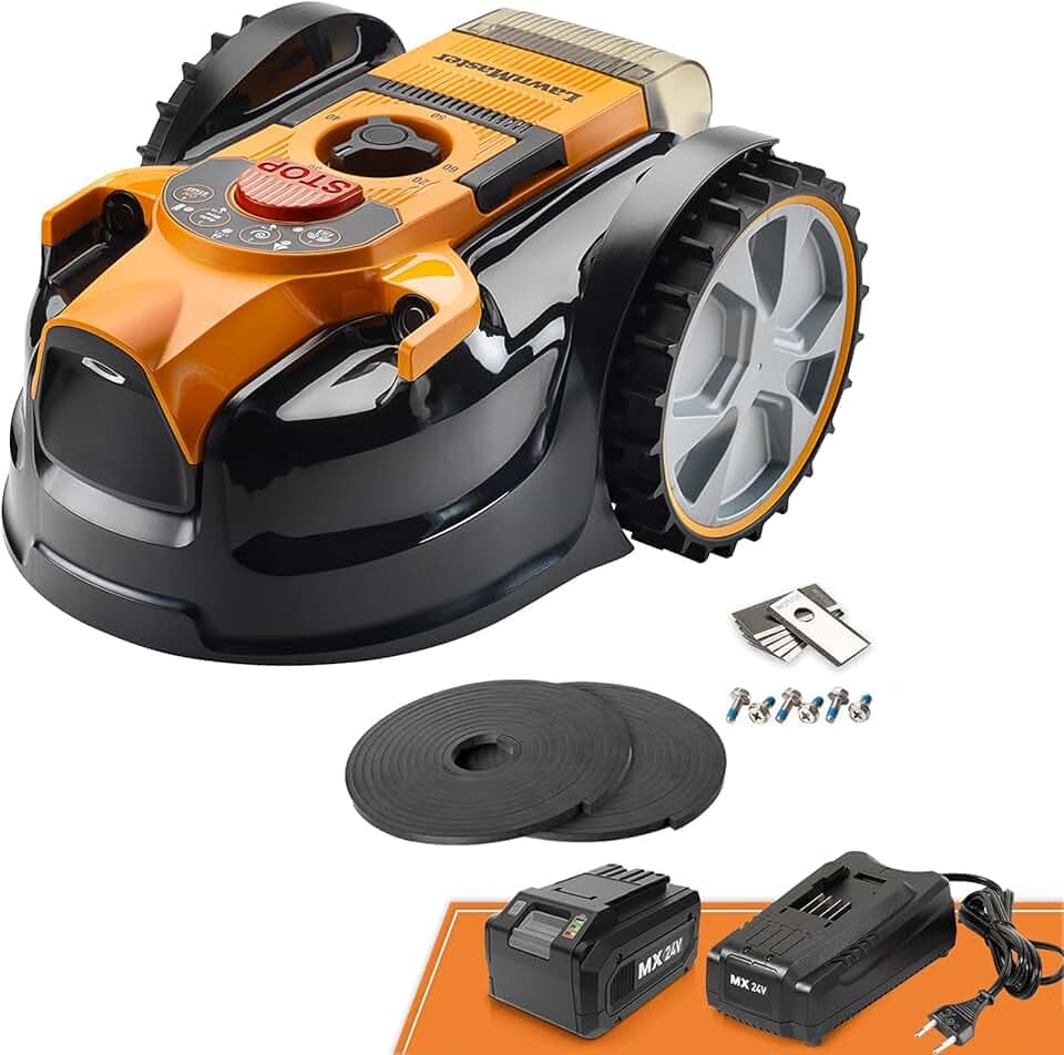 Lawnmaster OcuMow®16 Robot Tondeuse sans Fil pour Tondeuse à Gazon autopropulsée jusqu'à 200 ㎡, évite Les Obstacles, sans câble de limitation VBRM16 Plus