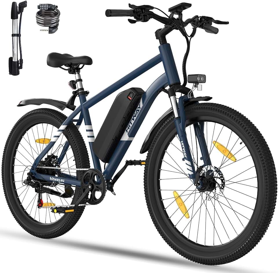 HITWAY Vélo Électrique, VTT Électrique 27,5"/26" Pneu avec Batterie au Lithium Amovible 36V13Ah/48V15,6AH,Autonomie 60-100km,Ville E-Bike avec 7 Vitesses, 250W Moteur pour Adulte