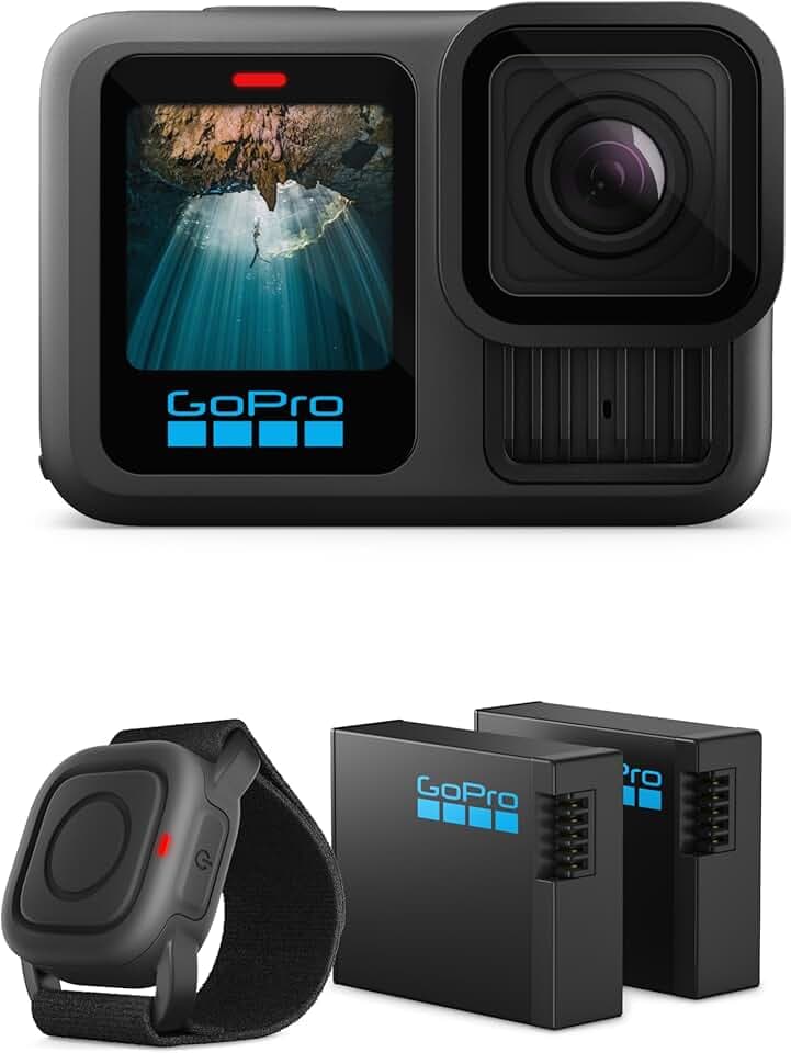 GoPro Pack d'action HERO13 Black (Exclusivité Amazon) - Comprend 2 Batteries Enduro et Une télécommande étanche