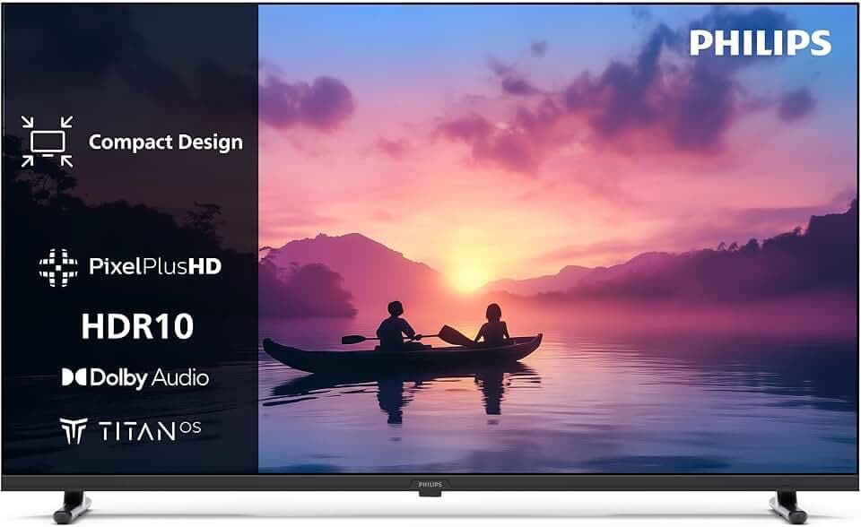 Philips Smart TV LED 32PHS6000 2K HD - Écran 32 Pouces avec Pixel Plus, Plateforme Titan OS et Son Dolby numérique, Compatible Alexa et Assistant Vocal Google
