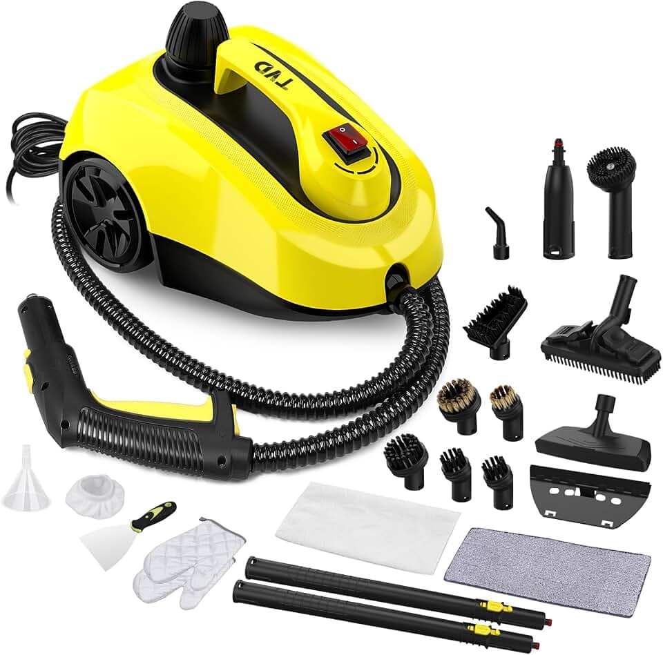 TVD Nettoyeur Vapeur pour Meubles Rembourrés, Nettoyeur avec 26 Accessoires | Câble D'alimentation Extra Long de 5 m | pour Sols, Four, Voiture, Carrelage, Tapis,Cuisine, Salle de Bain | Sans Chimie