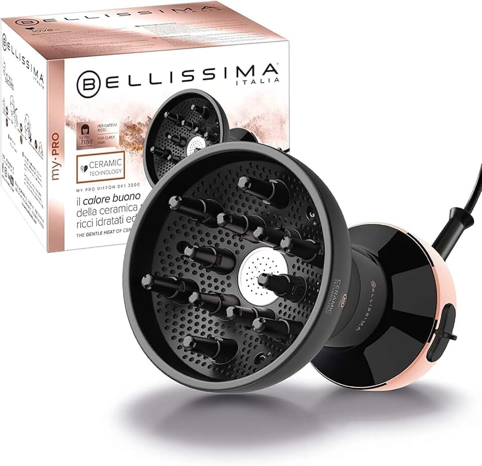 Bellissima Diffuseur d'Air Chaud pour Cheveux Bouclés - My Pro Diffon Ceramic Sèche cheveux + Diffuseur Tout-en-Un - Technologie Céramique, 2 Puissances, Séchage Doux Sans Frisottis - 700 W