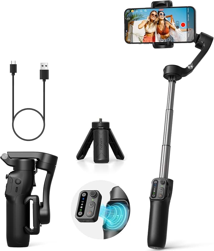 hohem Stabilisateur Smartphone iSteady X3 SE Plus, Stabilisateur de Téléphone 3 Axes pour iPhone, avec télécommande Amovible, Tige Extensible, Gimbal Portable et Pliable pour l'enregistrement vidéo