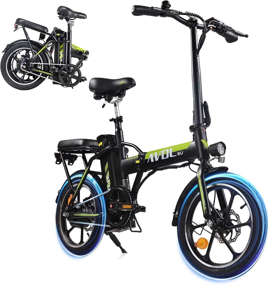Velo Electrique Pliable 16 Pouces pour Adultes, vélo électrique pour Homme et Femme, vélo électrique Urbain, Batterie 36 V 12,8 Ah, Freins à Disque, vélo électrique Compact