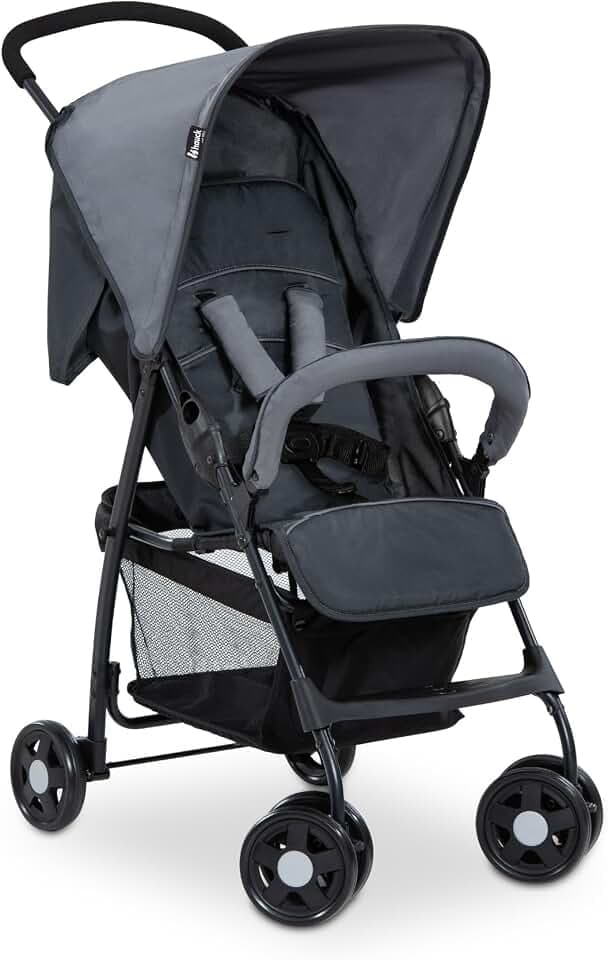 hauck Poussette Compacte Citadine Sport - Ultra Légère Seulement 5,9 kg, Pliable et Inclinable, Jusqu'à 15 kg, Capote Pare-Soleil, Grand Panier 3 kg, Gris | Position allongée dès la naissance jusqu’à 15 kg, rangement peu encombrant, roues en plastique anti-crevaison, panier XL