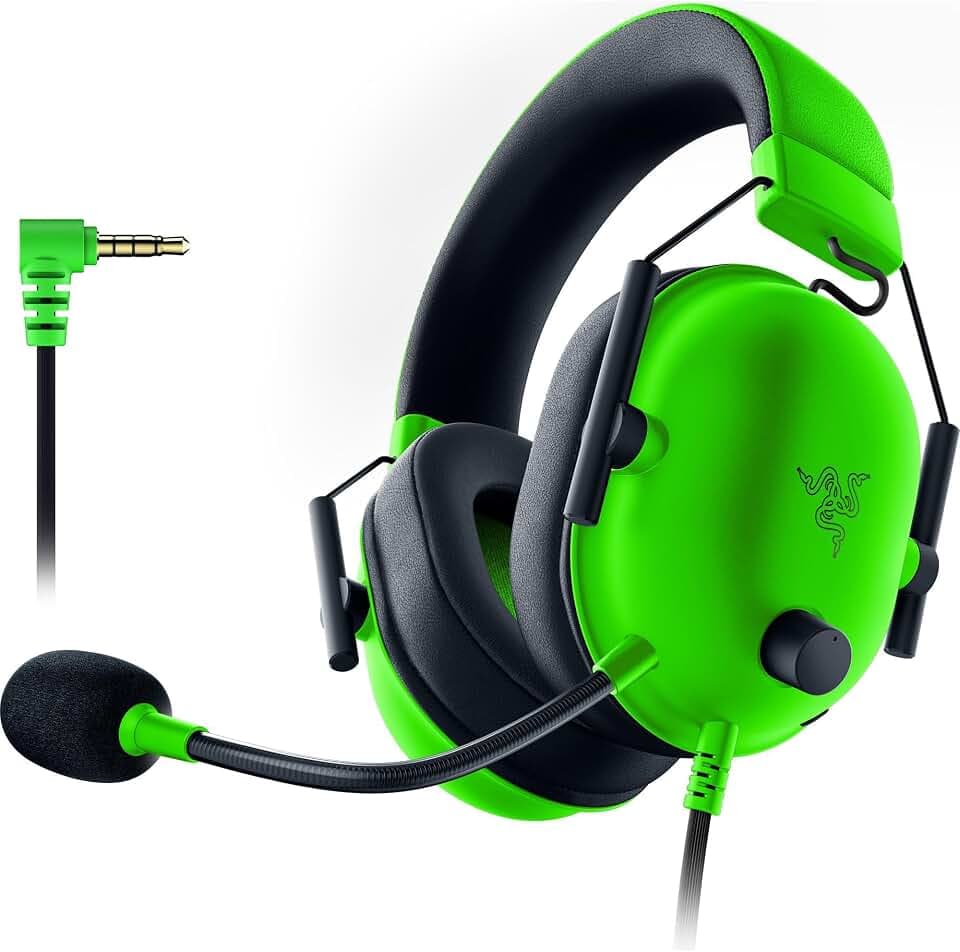 Razer BlackShark V2 X - Casque Gaming Esports Multiplateforme (Haut-parleurs TriForce de 50mm, Annulation Passive du Bruit Avancée, Son 7.1 Surround, Microphone Cardioïde) Vert