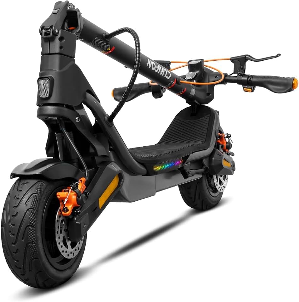 Trottinette Électrique Adulte CUNFON RS500/RZ800/RZ1000, Anti-vol Empreinte, Pneus 9,5/10/10,5 Pouces, Batt 36/48V 10.4/13/18/24Ah, Freins Disque+Électronique, Autonomie 25-80km, Charge Max 120-190kg
