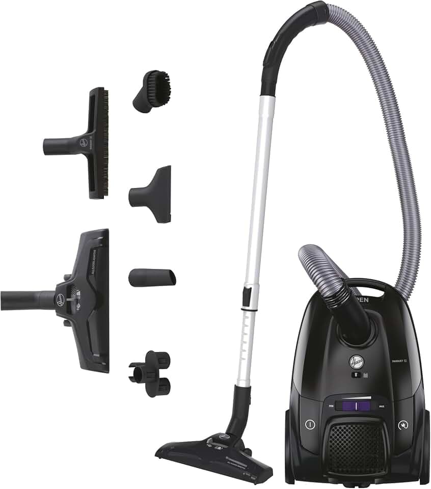 Hoover Telios Aspirateur Traîneau Silencieux avec Sac | Buse Parquet | Ultra Silencieux 69dBA, Filaire Rayon 9,6m, Sac 3,5L, pour Tapis, Sols Durs & Délicats, Filtre EPA12