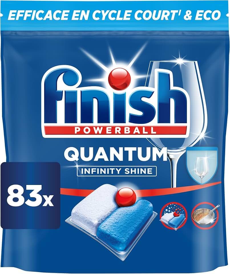 Finish Quantum Infinity Shine Pastilles Lave-Vaisselle, Elimine Les Taches Tenaces, 83 Capsules | Dissolution rapide, nettoyage en profondeur et une brillance éclatante Cradle to Cradle Certified