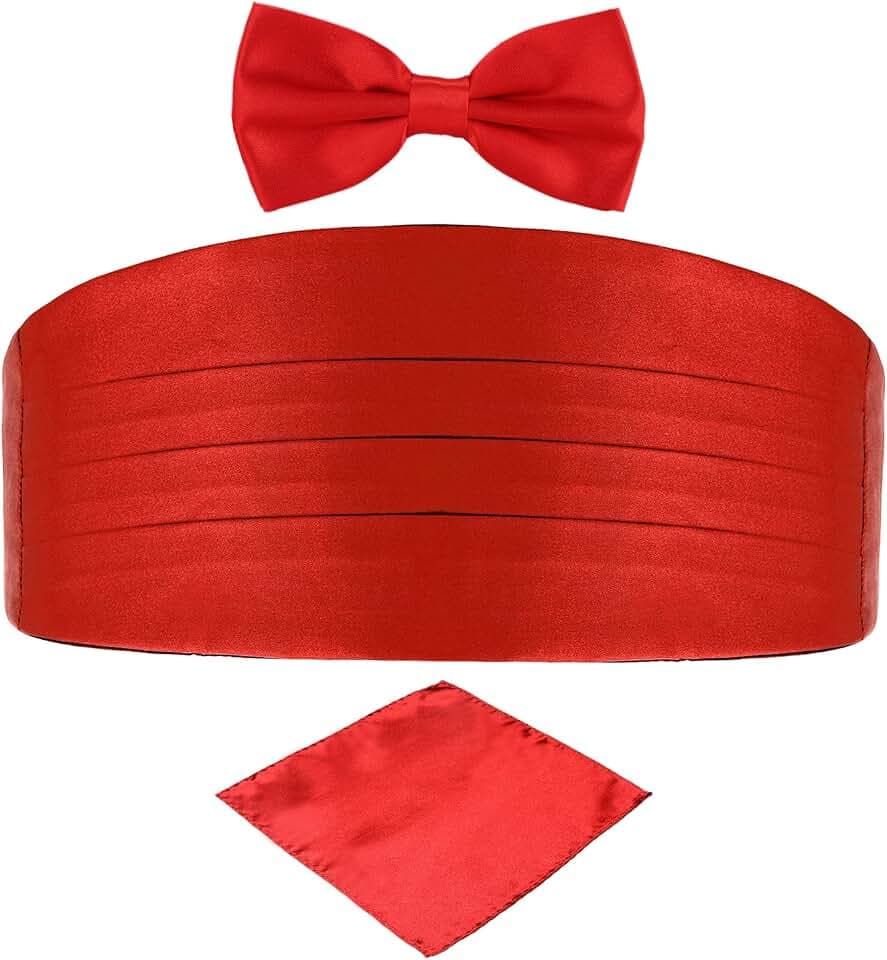 DonDon Ensemble 3 pièces coordonné et de couleur brillante cummerbund nœud papillon pochette pour les occasions solennelles