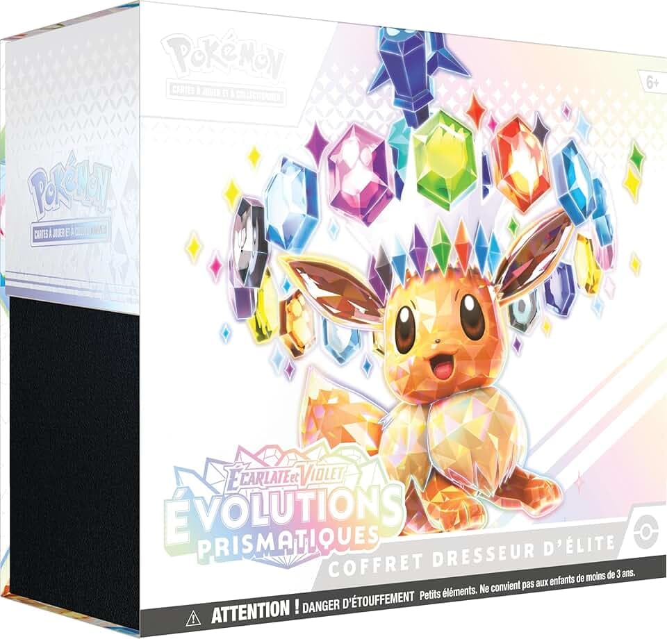 Pokémon: Coffret Dresseur d’élite Écarlate et Violet – Évolutions Prismatiques du JCC Pokémon (1 Carte Promo entièrement illustrée, 9 boosters et des Accessoires de Jeu Premium)