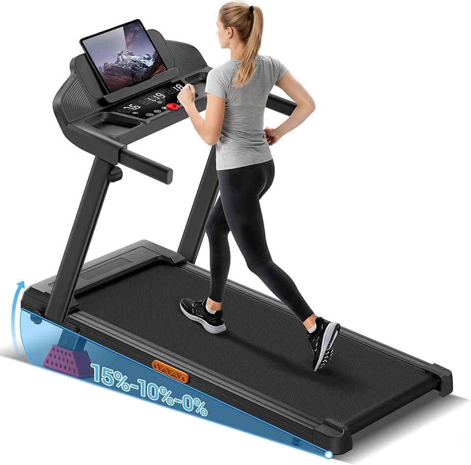 UMAY Tapis de Course Pliable 12km/h, Tapis de Marche Electrique 3,0,Tapis Roulant avec 12 programmes d'entraînement et inclin