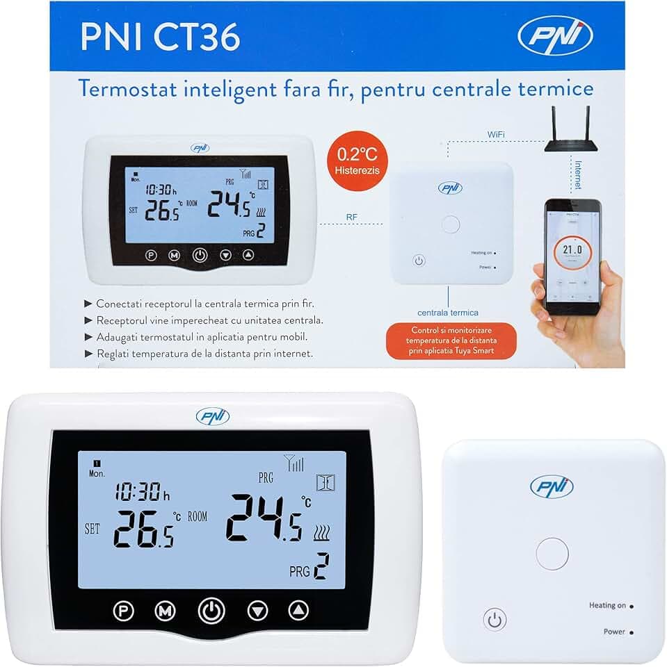 Thermostat Intelligent PNI CT36 sans Fil, avec WiFi, contrôle Internet, pour centrales Thermiques, APP TuyaSmart