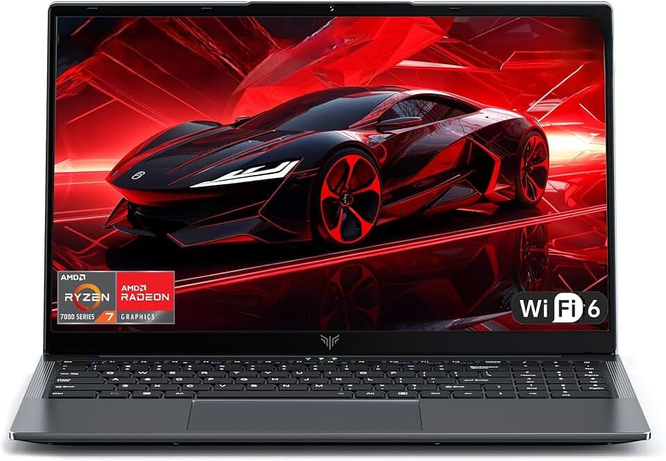 15,6" FHD Ordinateur Portable Gaming Ryzen 7 7730U (8 C/16T, 4,5GHz Battu par i7-1265U) 16 Go RAM DDR4*2, M.2 SSD 512 Go PC Portables, 3*USB 3.2, BT5.2,HDMI,Type-C, Batterie 54,7 Wh, WiFi 6.0 Global Recycled Standard