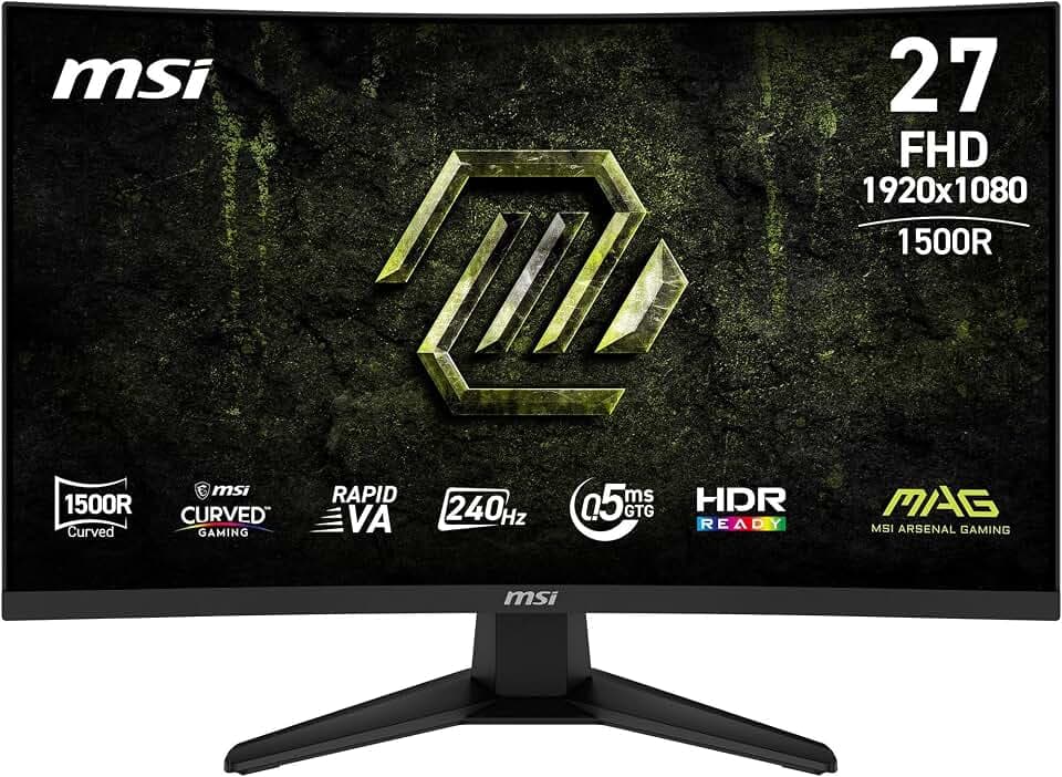 MSI MAG 275CF X24 Écran Gaming incurvé 27" FHD | Dalle Rapid VA 1920x1080, 240 Hz, 0,5ms, courbure 1500R, compatible VESA, HDMI, DisplayPort, Adaptive-Sync