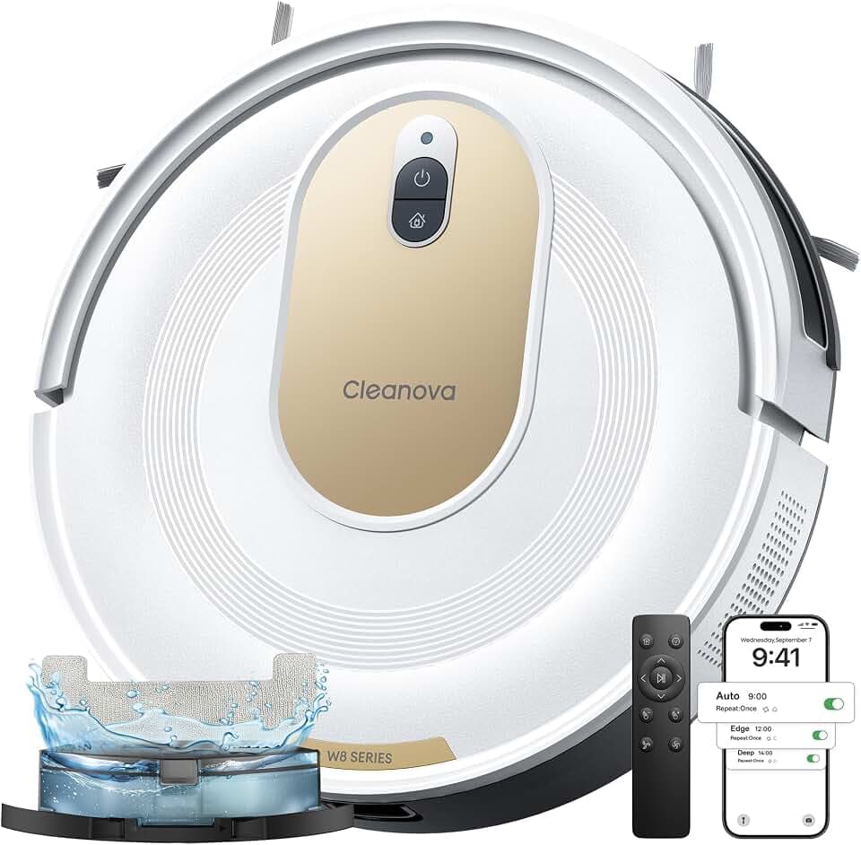 Vexilar W8 Robot Aspirateur Laveur 5000Pa, Compact, Ultra-Fin 7,8 cm | Nettoyage sous les meubles sans effort, 150 min d’autonomie, 4 modes intelligents, contrôle App & vocal, idéal petits espaces