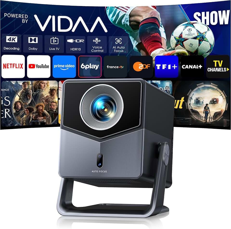 Vidéoprojecteur 4K【VIDAA OS :N°1 Ultra-Rapide|1500 ANSI |Dolby 36W】 TOPTRO retroprojecteur 4K Projecteur Video Home Cinéma,Extérieur,HDR10,Auto Focus/Keystone/Align,WiFi 6,Bluetooth 5.4,HDMI Arc