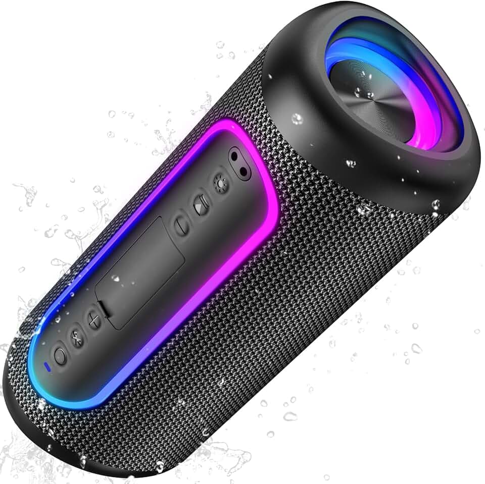 UOHHBOE Enceinte Bluetooth Portable 30W avec USB/TF/AUX Bluetooth 5.4 Connexion Facile TWS 360° Lumière LED RGB Jusqu’à 30H Portée 30m IPX5 pour Fête Voyage Extérieur