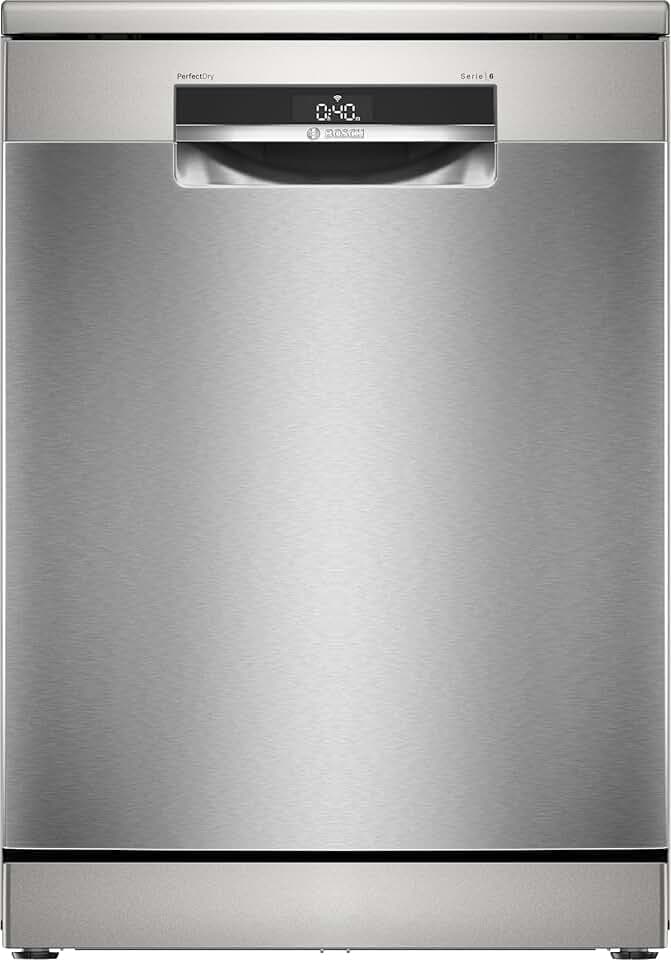Bosch SMS6ZCI11F Série 6 - Lave-vaisselle, pose-libre, PerfectDry | 60 cm, Acier brossé anti-traces, Séchage Zeolith : sèche même le plastique, Extra Clean Zone : 3 jets pour nettoyage intensif Étiquetage Énergétique