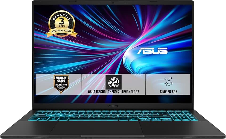 ASUS V16 Gaming V3607VM-RP036W 16 Pouces WUXGA 144Hz PC Portable (Intel Core 7 240H up to 5.2 GHz, 16GB DDR5, 1TB SSD, NVIDIA GeForce RTX 5060 Laptop GPU) Windows 11 Home – Clavier AZERTY