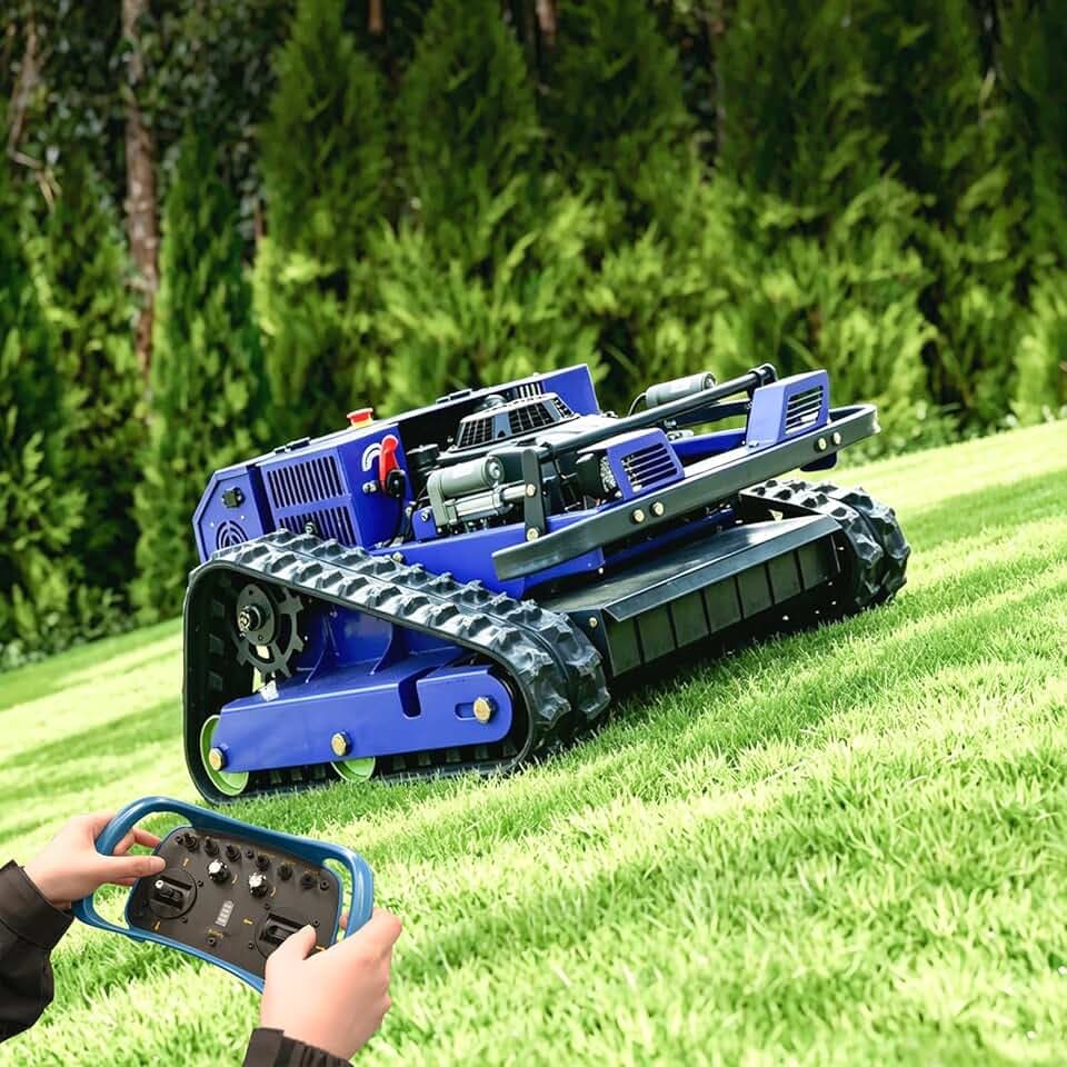 Tondeuses Robot, Tondeuse à Gazon télécommandée, Petite Tondeuse à Huile électrique Hybride à Quatre Roues motrices et désherbant, Tondeuse à Gazon Tout Terrain