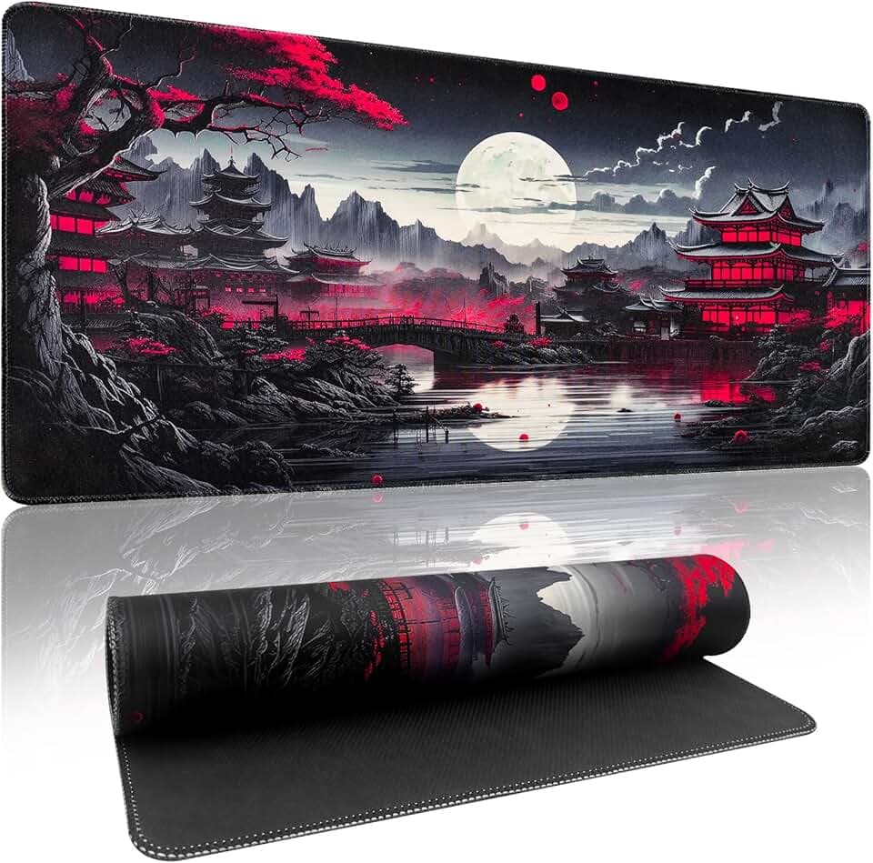Zindoo Tapis de Souris XXL Tapis de Souris Gamer 900 x 400mm Optimisé pour Capteur, Haute Précision et Vitesse avec Bords Cousus et Base en Caoutchouc Antidérapante pour Bureau, Études, Gaming