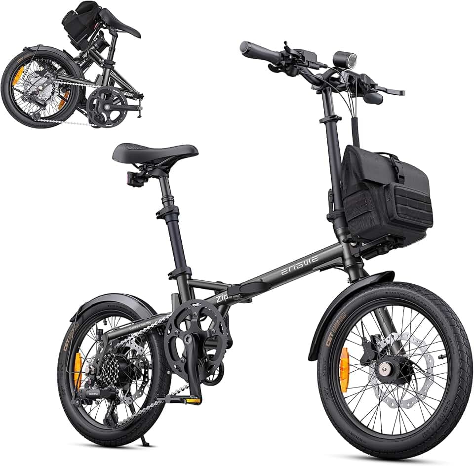 ENGWE Zip Vélo Électrique Pliable – 16,9 kg Velo Electrique Urbain Léger, 120 km d’Autonomie (Pas 1), Batterie 36V 10Ah Amovible, Moteur 250W, 16 x 1,95 Pouces, Capteur de Couple, Freins Hydrauliques