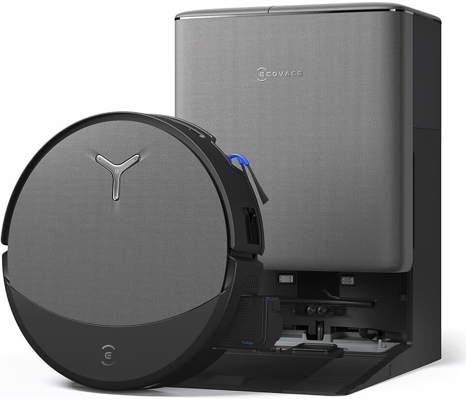 ECOVACS DEEBOT T90 Pro Omni Aspirateur Robot Laveur, 30 000 Pa, Recharge PowerBoost, OZMO Roller 3.0 avec TruEdge 3.0, Distribution Automatique de Solution de Nettoyage, Agent IA YIKO, Noir