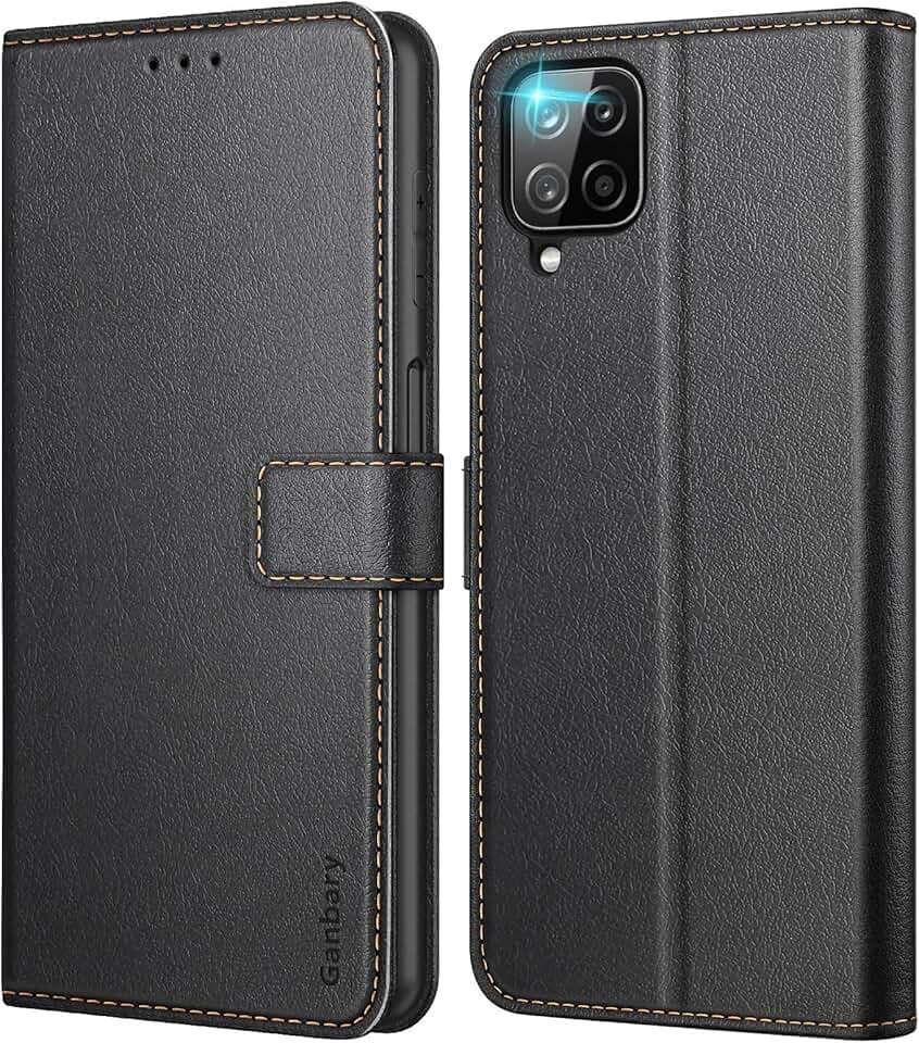 Ganbary Coque pour Samsung Galaxy A12 / M12, [Housse en Cuir PU Premium] [Etui à Rabat] [Pochette de Portefeuille], Étui de Protection pour Samsung Galaxy A12 / M12 - Noir