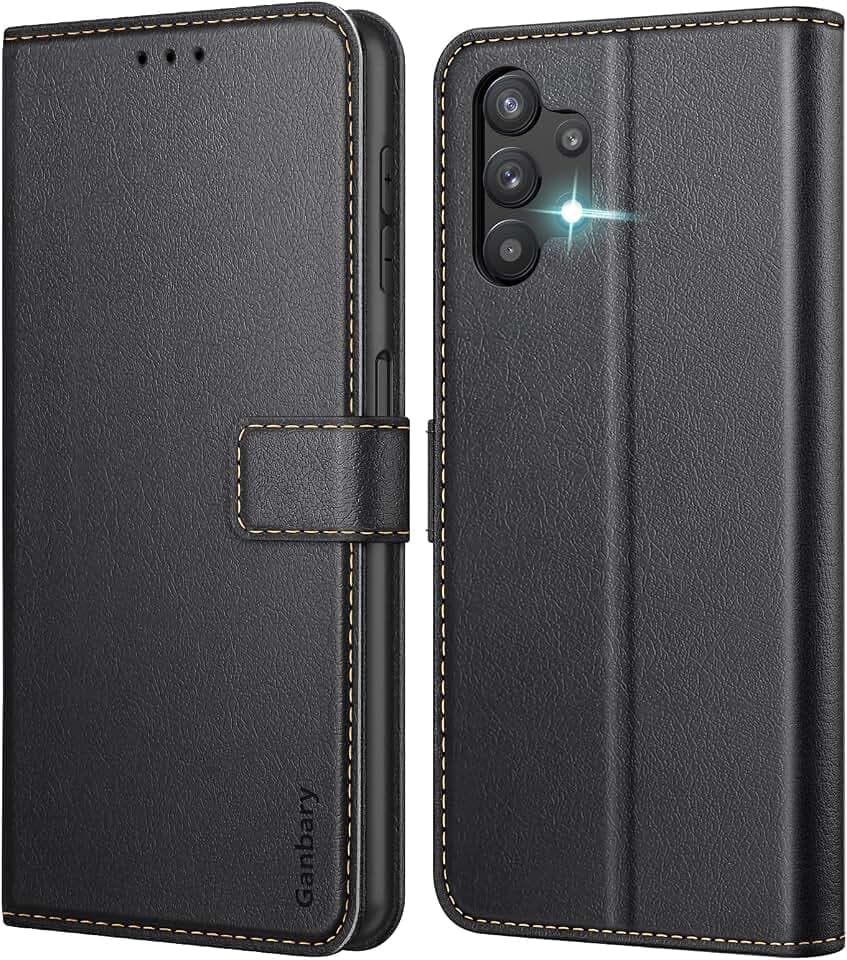 Ganbary Coque pour Samsung Galaxy A13 4G (Pas pour 5G), [Housse en Cuir PU Premium] [Etui à Rabat] [Pochette de Portefeuille], Étui de Protection pour Samsung A13 4G - Noir