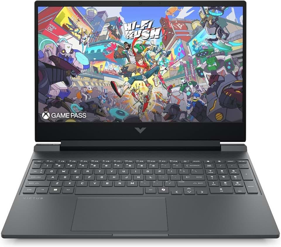 HP Victus 15-fb3002sf Ordinateur Portable Gaming 15,6" FHD IPS 144 Hz, PC Portable Gamer (AMD Ryzen 5 240, RAM 16 Go, SSD 512 Go, Nvidia GeForce RTX 5050 8Go, Windows 11), Laptop Gris, AZERTY