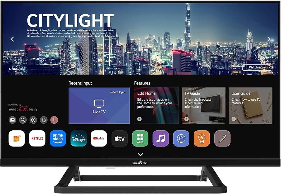 Smart Tech TV LED HD 24' (60 cm) Smart TV Web OS-24HW01V3- Netflix, Prime Video, Youtube 3xHDMI - 2xUSB -Dolby Audio