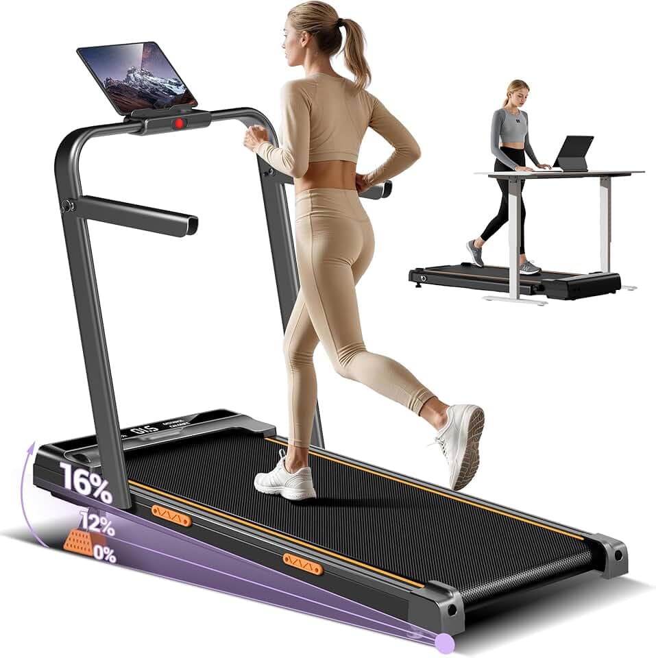 LONTEK Tapis de Marche Pliable Inclinable 16%, 10km/h Tapis de Course Pliable inclinable, avec Affichage LED, télécommande, 3.0CV Treadmill Walking Pad, 159KG Max Charge