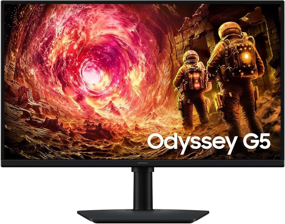 Samsung Écran Gaming Odyssey G5 G50F 27", 180Hz, QHD (2560 x 1440), 1ms, 1.000:1, Inclinable, Orientable, Pivotable et Ajustable en Hauteur, HDMI (2.0), Display Port (1.2), LS27FG502EUXEN