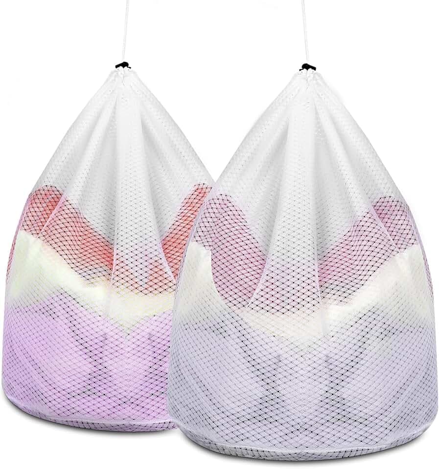AiQInu 2 pièces Filet a Linge, Sac à Linge avec Cordon de Serrage, Filet Linge Machine a Laver, Sac de Lavage Réutilisable en Maille, Filet de Lavage, Fin pour Machine à Laver 40 x 30cm Global Recycled Standard