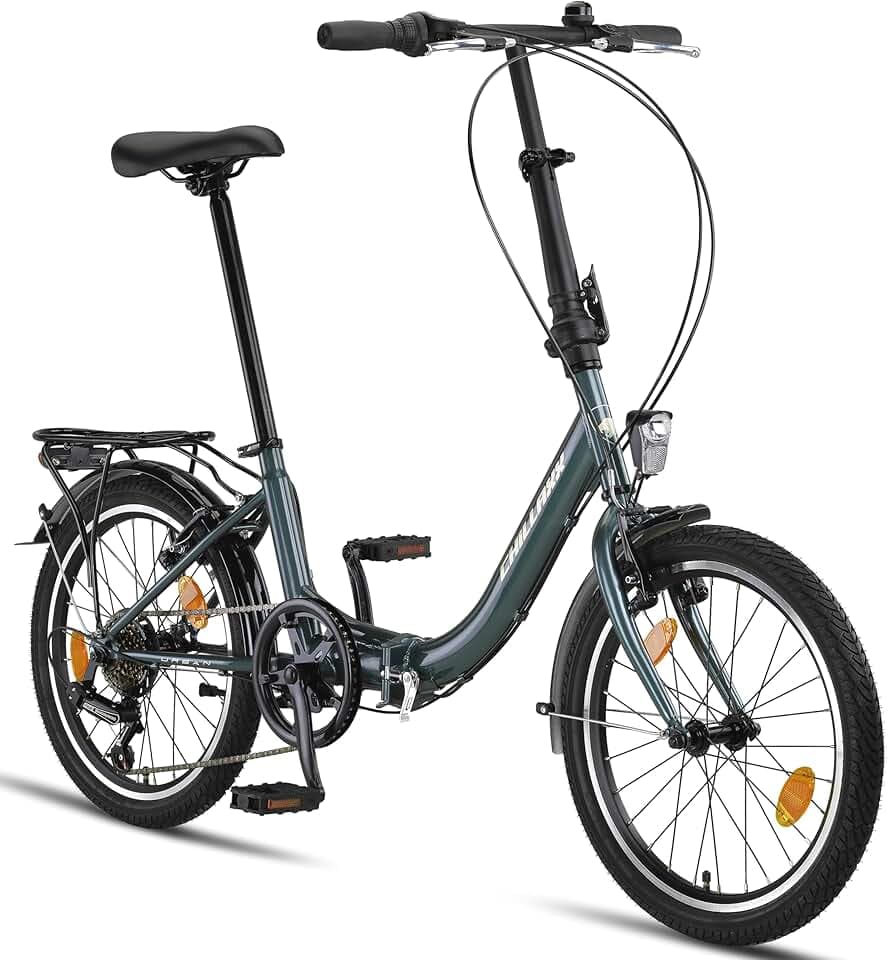 Chillaxx Bike Urban Vélo pliant 20 ", dérailleur Shimano 6 vitesses, éclairage LED sur batterie, système de pliage rapide, vélo pliant