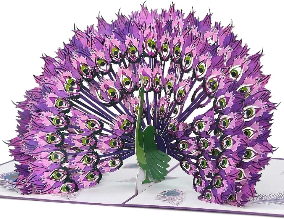 Magic Moments Magic Moments® Carte Pop-Up Plumes Royales - Grande Carte Anniversaire pour Occasions Spéciales - Carte Joyeux Anniversaire avec Enveloppe Originale