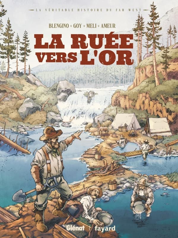 Le mirage américainMai 1848, le commerçant Samuel Brannan répand la nouvelle à grand bruit dans les rues de San Francisco : « De l'or, de l'or, de l'or ! Il y a de l'or dans l'American River ! ». Informé quelques semaines auparavant de la folle découverte d'un charpentier, James Marshall, sur le site de Sutter's Mill, Brannan a bondi sur l'occasion ! Froid calculateur, il s'est empressé d'acheter à bas prix tous les outils qu'il trouve dans la région, pour ouvrir des magasins et revendre les pioches, tamis, pelles et autres matériels nécessaires à la prospection, jusqu'à cent fois leur valeur. Quelques mois plus tard, il devient le premier multimillionnaire de Californie et l'homme le plus puissant du Golden State, avant de se faire élire au Sénat en 1853. Dans l'intervalle, la fièvre de l'or devient un phénomène de masse. Entre 1848 et 1856, près de 500 000 individus se précipitent à leurs risques et périls vers l'eldorado californien, venant du reste des Etats-Unis, mais aussi d'Europe, d'Asie, d'Australie ou d'Amérique du Sud. Autant d'hommes et de femmes livrés aux détresses et aux convoitises, à l'ivresse du gain, au désir de faire fortune à n'importe quel prix. Au milieu d'une fabuleuse aventure humaine, une poignée seulement d'entre eux deviendra riche. Étape capitale de la conquête de l'Ouest, la Ruée vers l'or témoigne de l'emprise du « rêve américain » dans les représentations collectives. Luca Blengino, Davide Goy et Roberto Meli s'associent à l'historien Farid Ameur pour proposer un récit réaliste et sans illusion de cet épisode mythique des Etats-Unis, à l'origine du rayonnement de la Californie.