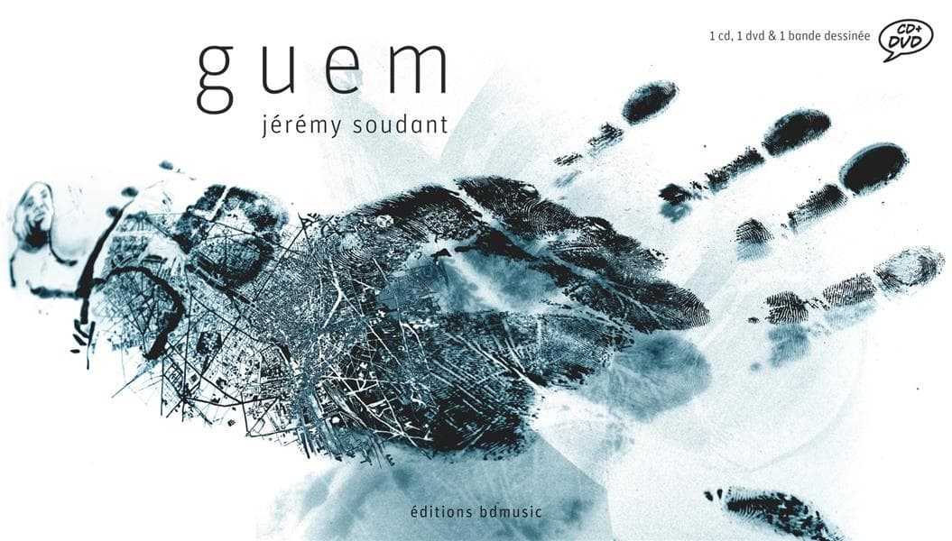 Une biographie de Guem, percussionniste, écrite par Eglantine Chabasseur, illustrée par Jeremy Soudant, accompagnée de 2 compact discs.  Connu du grand public pour l'indicatif de l'émission Ca se discute, connu de toutes les écoles de Danse de France et de Navarre pour son titre Le Serpent, Guem est le maître incontesté des percussions. Après 40 ans de percussions et 20 albums parus, il enchaîne infatigablement la scène, le studio et les leçons de percussion dans le quartier de la Bastille. A 70 ans, il sillonne toujours la France et le monde pour transmettre, intacte, sa passion des percussions GUEM, LE MAITRE DES PERCUSSIONS CD  GUEM 1VIAGEM  (Guem) 3'16 Guem : congas, djembé, karkabu Daniel : bonga From the album O UNIVERSO RITMICO 2UNIVERSO (Guem) 4'42 Guem : darbuka, bonga, efeitos Daniel : congas, efeitos From the album O UNIVERSO RITMICO 3TEMPESTAD (Guem) 8'11 Guem : trois têtes, bongos, djembé, congas, efeitos Daniel : congas (base e 1er solo), djembé, bonga, efeitos  From the album O UNIVERSO RITMICO 4RIACHO (Guem) 8'33 Riacho 1ère partie Riacho 2ème partie Guem : congas, djembé ; Daniel : tamborim, afuche ; Freddy : repique, tamborim ; J. Cebion : tamborim, caixa ; Renato : pandero, tamborim ; Don Bira : surdo; ;Théo : cuica, tamborim, agogo From the album O UNIVERSO RITMICO 5TOPIL (Guem) 5'08 Guem From the album O UNIVERSO RITMICO 6MAST (Guem) 4'01 Guem From the album O UNIVERSO RITMICO 7HERISSON (Guem) 4'19 Guem From the album CAMELEON 8FLEUVE (Guem) 9'02 Guem From the album CAMELEON 9COTE D'IVOIRE (Guem) 4'21 Guem From the album COULEURS PAYS 10GUADALOUPE (Guem) 3'52 Guem From the album COULEURS PAYS 11MAROC (Guem) 4'57 Guem From the album COULEURS PAYS 12VENT DES SABLES (Guem) 6'19 Guem From the album ROSE DES SABLES 13SECRET (Guem) 5'15 Guem From the album ROSE DES SABLES 14KOUROUCTOU (Guem) 4'37 Guem From the album ROSE DES SABLES DVD   GUEM PERCU DANSE SONG, SANNOIS LIVE  Enregistré à Sanois le 1er novembre 2008 à l'Emb 1DJEMBE > TAKAMA (Guem)  2DERBOUKA > NABBOU (Guem) 3CONGAS (Guem) SAINT MALO LIVE  Guem et son groupe ont été enregistrés à St malo le 7 février 2004 à l'Omnibus 1MOSSE (Guem)  2DOUNGA (Guem)  3SMAAY (Guem)  4MALIBO (Guem)  PERCU  1DJEMBE (Guem)  2BONGO (Guem)  3CONGAS (Guem)  4DERBOUKA (Guem)  Guem on tour : Jean Marie Adell (tour manager), Rodolphe Gervais (sound engineer), Sébastien Gosnet (light engineer),  Issakha Sow : djembé, bongo, congas, bells Olivier Juste :djembe, bongo Rachid Metadjer : doun doun, congas Abdelkhader Baguermi : drum Guem : djembé, bongos, congas Video Crew : Olivier André (camera 1), Cyril (camera 2), Bernardo (camera 3) GUEM, LE MAITRE DES PERCUSSIONS Avant même de voir la lumière blanche du monde, Guem a ressenti ses vibrations. Dans le ventre de sa mère, il a été bercé par les rythmes du diwane, équivalent algérien du gnawa marocain, un rituel de transe, destiné à faire revivre l'âme des anciens et apaiser celle des vivants. Environ une fois par mois, toute sa famille se réunissait pour les cérémonies. Peintres en bâtiment, maçons ou femmes de ménage, les oncles et tantes savent tous jouer les instruments du diwane : le tambour doum-doum, le kourouktou, les castagnettes karkabou et le mystérieux guembri, qu'on touche uniquement les soirs de veillées, pour invoquer les esprits de la famille. La sienne est algérienne depuis trois générations, mais ses ancêtres venaient sans doute d'Afrique sub-saharienne - sa mère porte le nom de Zinder, la seconde ville du Niger. Guem naît à Batna, à l'est de l'Algérie, un beau jour de printemps de l'année 1947. Enfant, il suit l'école française et en sortant des cours, compose des rythmes sur son cartable. Certains lundis, il assiste aux cérémonies du diwane. Ces rythmes, cette ambiance familiale, mais surtout le pouvoir combiné de la musique et de la danse qui permet aux femmes de s'abandonner à la transe ou à ce vieil infirme de marcher à nouveau marque profondément Guem. La musique réunit. La musique guérit. La musique raconte. Il s'en rappellera. Quand la transe est terminée, les adultes s'arrêtent de jouer et raccrochent leurs instruments. Les enfants prennent le relais en tapant sur des boîtes de conserve. En se promenant dans les rues de Batna, Guem est intrigué par les Boussa Dia, les vagabonds à la voix d'or qui chantent des chants traditionnels ou religieux, en tapant sur un tambour avec une croche en bois. A quatorze ans, il joue dans les fêtes et les mariages et petit à petit réussit à économiser une somme rondelette : le prix d'un billet de bateau pour Marseille. On est en 1963, l'Algérie est tout juste indépendante et la France a besoin de main d'oeuvre. A seize ans, Guem est orphelin de père et de mère. Il quitte l'école. Comme beaucoup de ses compatriotes, il se décide donc à émigrer pour apprendre un métier et gagner sa vie. Sans rien dévoiler de son projet, il embarque à Alger en janvier 63 sur le « Djibel Dira », pour trente-six heures de traversée sur une mer démontée. Marseille, puis le train pour Paris, avec en poche, dix francs et sur un bout de papier, l'adresse d'un cousin, rue du Faubourg Saint Antoine, Paris, 11è.  Guem fait mille petits boulots, parallèlement, il joue au football en junior dans un club de première division, le Red Star de Saint-Ouen. Il suit ensuite une formation professionnelle à Beauvais : il devient tourneur fraiseur. Pendant les premières années de son exil, Guem ne retouche pas une percussion. Il se concentre sur son boulot à l'usine. Un peu plus tard, dans la région de Rouen, un soir de bal populaire, un groupe de variété se prépare à monter sur scène. Parmi les instruments, des congas. Guem souffle à ses collègues qu'il sait en jouer. En Algérie, il avait vu ces instruments au cinéma et s'étaient bricolé des congas maison avec des tonneaux d'eau en bois et de la peau de chèvre. Celles qu'il a sous les mains ce soir du 14 juillet sonnent divinement bien : impressionné le groupe l'invite à jouer quelques morceaux. C'est le déclic. A partir de ce moment-là, il traîne dans une guinguette en vogue, le Moulin Rose et fait de plus en plus fréquemment des allers-retours à Paris. Il commence à jouer de la derbouka dans les cafés de Barbès. Mais l'ambiance de la nuit ne lui convient pas : trop d'alcool, trop de trafics, trop d'embrouilles...  En 1969, il assiste en Algérie au Festival Panafricain d'Alger, gigantesque rendez-vous culturel de musiciens africains et internationaux. Quasiment chaque pays africain est représenté par un orchestre ou une troupe de danse. Les mythiques ballets nationaux de Guinée et du Mali sont là. Guem est fasciné : assis dans les tribunes, il reproduit les rythmes Soussou, Peuls, ou Bantous sur ses cuisses pour les mémoriser. De retour à Paris, il se rappelle de tout ! S'il rejoue le rythme, le pas de danse lui revient en mémoire... et inversement !  En 1970, sa vision d'une percussion panafricaine mélodique se dessine. Au marché aux musiciens, place René Boulanger, dans le 10è arrondissement de Paris, il propose ses services de percussionniste. Personne n'en veut. Quelqu'un lui conseille cependant d'aller voir au Centre Culturel Américain de Paris, boulevard Raspail, où, paraît-il, on organise des ateliers de percussion. A l'époque, partout ailleurs, la percussion ne joue pas, elle « accompagne ». Le centre culturel américain de Paris est le seul endroit où l'on prend les percussionnistes au sérieux. Alors qu'il est éconduit par le directeur du centre, Guem s'installe dans le salon de thé attenant, commande un café et commence à jouer. Un attroupement se forme. Bruce Taylor, le directeur, lui-même percussionniste, s'approche, écoute. Il propose ensuite à Guem de revenir dans la soirée, pour un concert de free jazz. S'ouvre alors pour Guem une période faste, où il donne des cours et joue en trio avec l'inclassable Colette Magny, des musiciens Brésiliens, jazzmen américains de passage à Paris... Mais la percussion est toujours reléguée au dernier plan. Pour la mettre en avant, Guem crée un spectacle solo où il alterne passages joués et dansés. Son premier disque vinyle « Percussions Africaines » sort chez Chants du Monde en 1974.  Pour son quatrième 33T, il recrute ses meilleurs élèves du Centre Culturel et fonde les Zaka Percussions. Bouzaka est un rythme très ancien du Niger. En référence à l'histoire de sa famille, il conserve juste « Zaka ». En 1978, il publie « Guem et Zaka Percussion», son premier grand succès. Il compose à cette époque son morceau le plus célèbre, « Le Serpent ». L'inspiration lui vient toujours de la même façon : il se raconte une histoire et chaque animal, élément, ou détail se traduit en rythme et en mélodie. Guem a une mémoire d'éléphant : il n'écrit aucun de ses morceaux, mais retient l'histoire qu'ils racontent... En 1981, il charge ses instruments sur en bateau, et part au Brésil, le pays des percussions, avec un élève et ami Brésilien, Daniel Slon. Parti pour un mois, il y reste six. Guem met au point sa technique du « caméléon » : il s'adapte, joue au public brésilien des rythmes du pays, avant de les amener vers d'autres instruments de percussion. C'est le sésame : les portes s'ouvrent. Il y enregistre son cinquième disque : O Universo Ritmico, qui sera réédité en France en 2001... De retour à Paris, il enchaîne cours et concerts. Le Centre Culturel Américain ferme ses portes en 1987, Guem ouvre alors à Vavin « La Maison de la percussion ». L'expérience tourne court.  Tant pis ! Guem continue son travail d'explorateur de la percussion en électron libre. Les années 90 prolongent le travail entamé depuis vingt ans avec plus d'aisance. La personnalité de Guem a façonné une approche mélodique devenue incontournable. En 1996, il réenregistre son morceau Le Serpent pour le générique de l'émission Ca se discute, et continue à enchaîner scènes, studios et leçons de percussions dans le quartier de la Bastille. Quarante ans après ses débuts et plus de vingt albums plus tard, Guem est devenu le maître des percussions, la référence incontestée. A 62 ans, il sillonne toujours la France et le monde pour transmettre, intacte, sa passion des percussions.   Eglantine Chabasseur