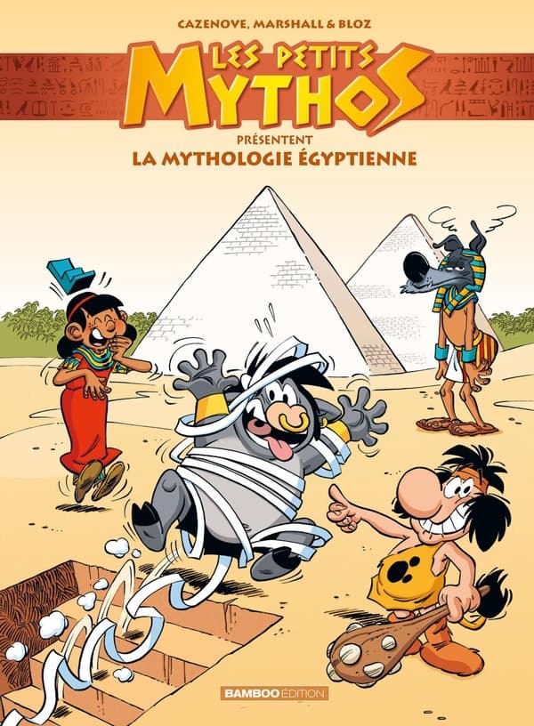 Avec les Petits Mythos, on va rigoler de l'Olympe jusqu'aux bords du Nil.Tout comme ils l'avaient fait avec la mythologie nordique, dans Les Petits Mythos expliquent : La Mythologie égyptienne, Totor, Hercule, Ulysse et leurs copains vont aller sur les bords du Nil à la rencontre de Râ, Seth, Osiris et consorts. Mais pas sûrs qu'à l'ombre des temples et des pyramides, les divinités supportent les (nombreuses) bêtises des Mythos.Christophe Cazenove et l'égyptologue Amandine Marshall alternent gags et pages didactiques. Et, grande nouvelle, c'est Bloz (Ping ! Les Dinosaures en BD, Le Zoo des animaux disparus) qui assure les dessins. Pas de soucis, il a reçu la bénédiction de Zeus (et de Larbier - mais on dit que les deux ne font qu'un) !