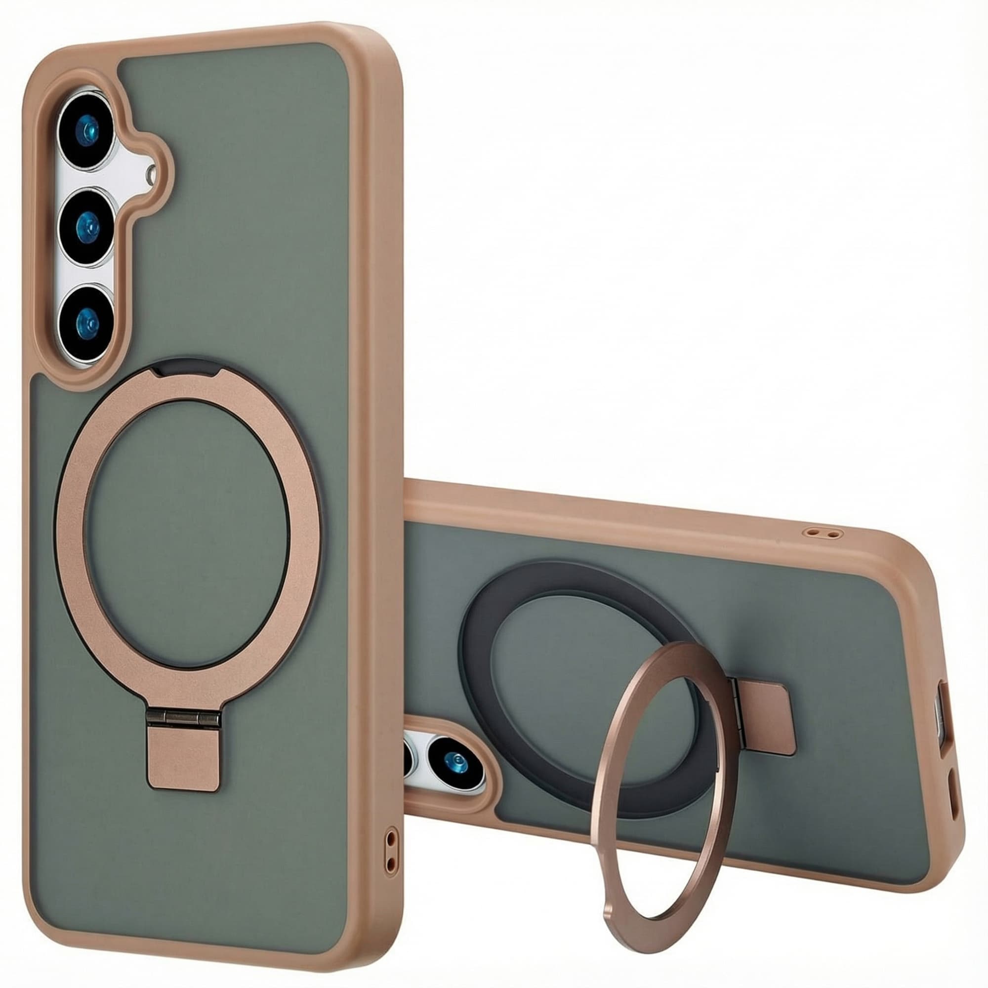 Accezz Coque Ring Stand avec MagSafe Samsung Galaxy S24 Plus - Marron