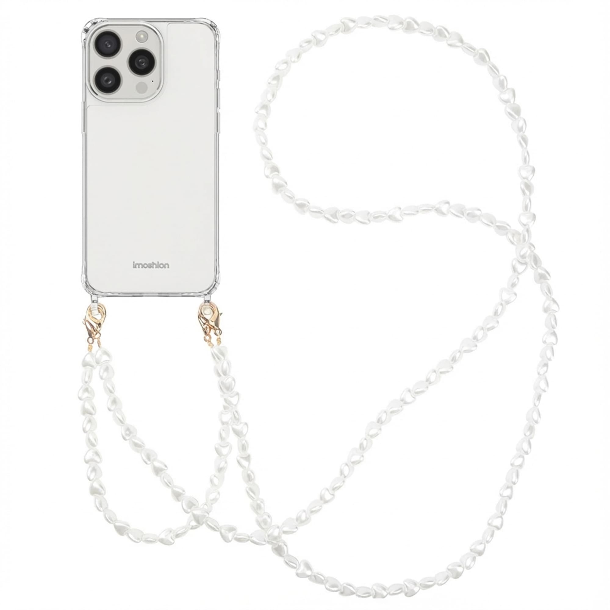 imoshion Coque avec dragonne + bracelet Apple iPhone 15 Pro Max - Perles Cœurs