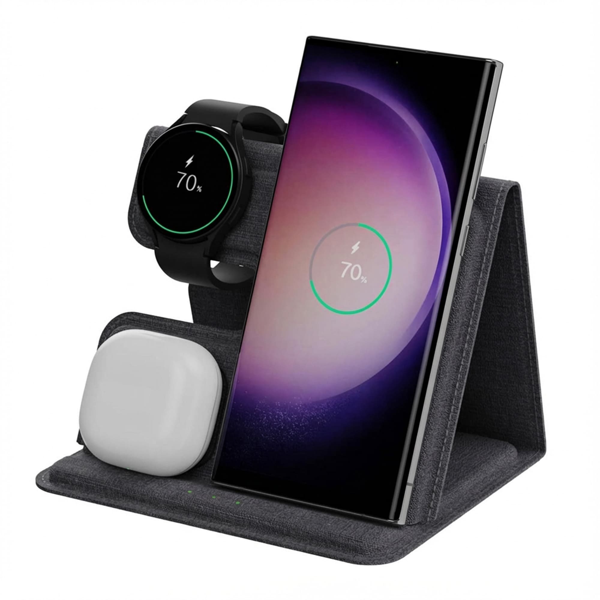 imoshion Chargeur sans fil pliable 3-en-1 Samsung - Galaxy Phone / Galaxy Buds / Galaxy Watch - Gris