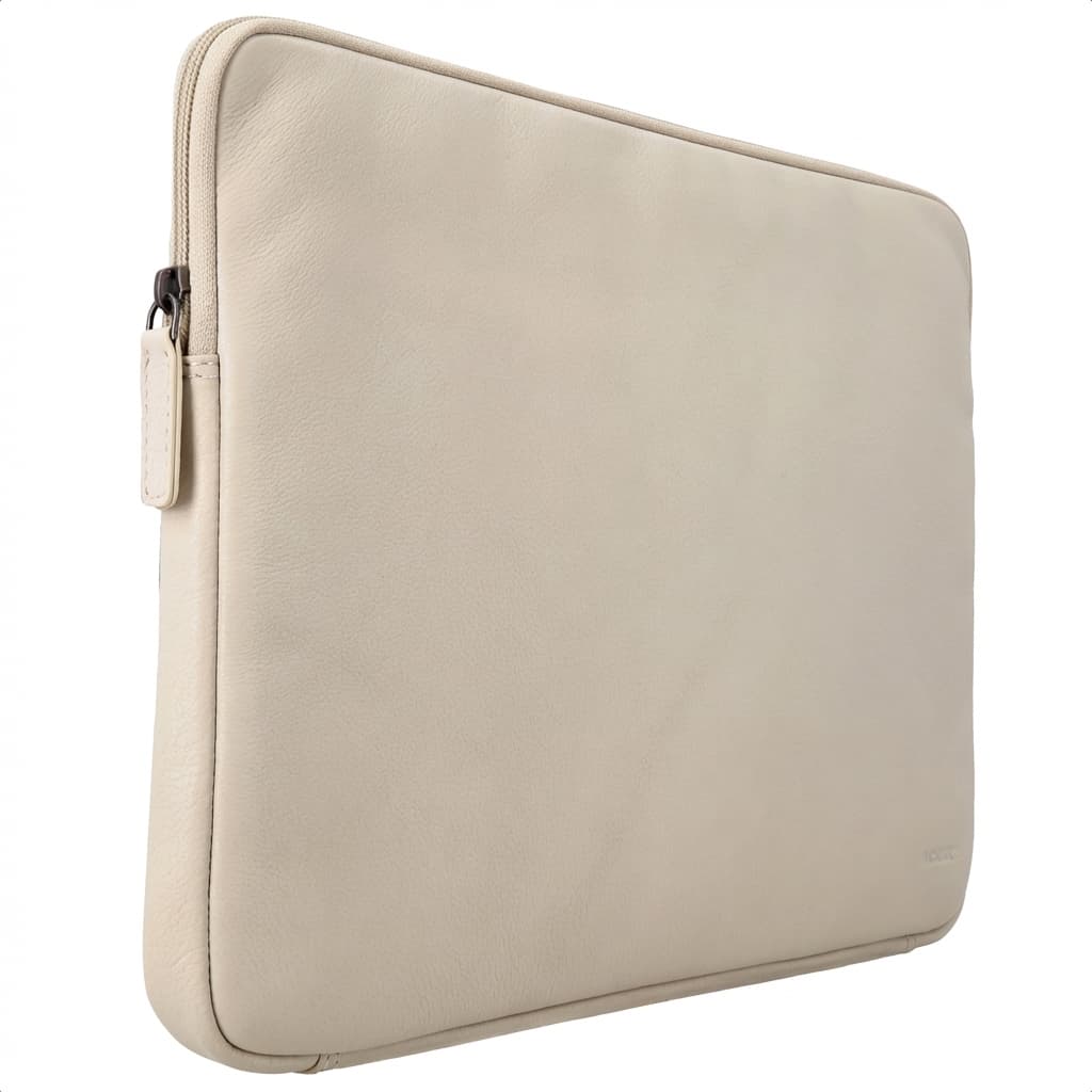 Accezz Pochette ordinateur Leather avec fermeture éclair 13-14 pouces - Beige