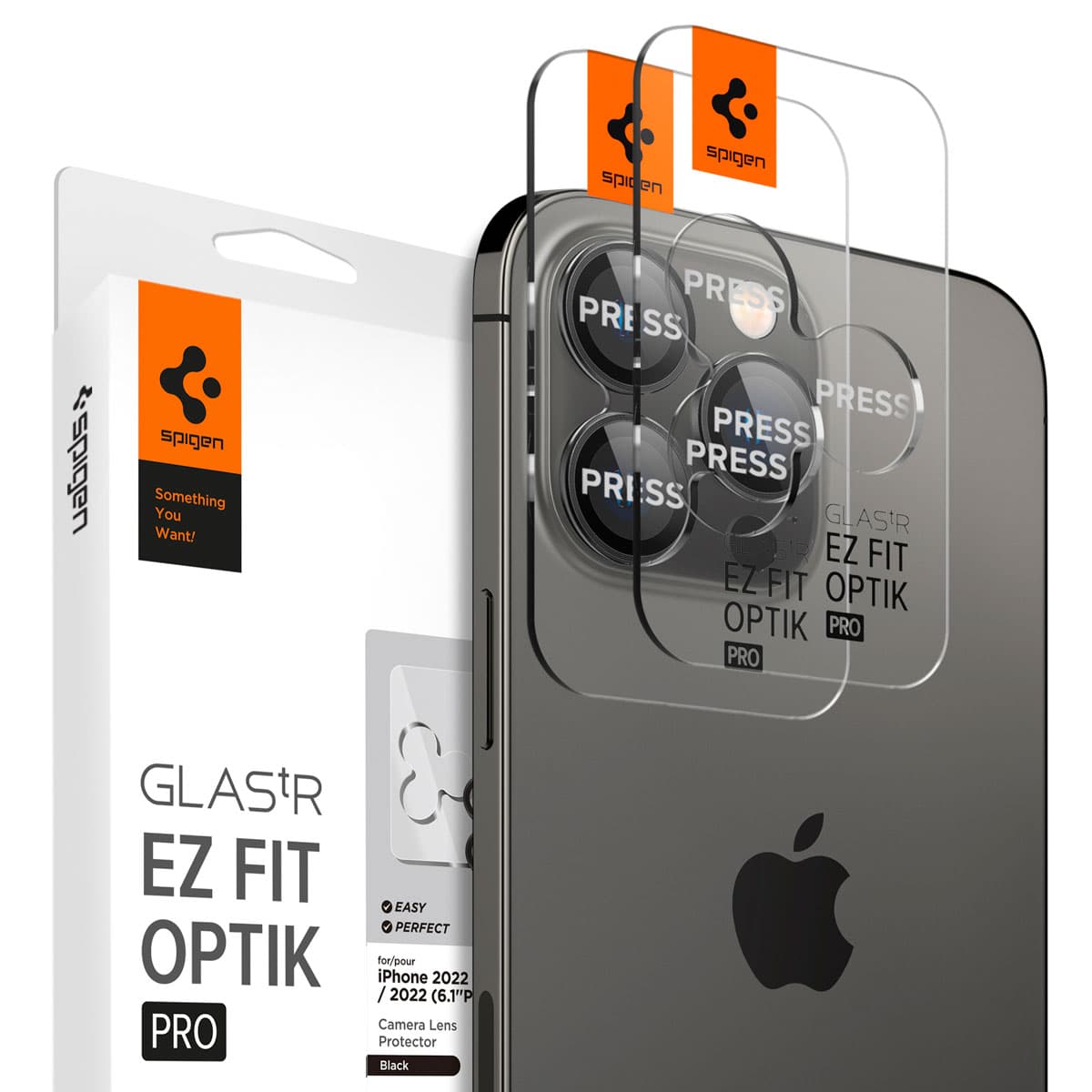 Spigen Optik Pro EZ Fit Lens Protector - Protection d'objectif de caméra (lot de 2) Apple iPhone 16 Pro (Max) / 15 Pro (Max) / 14 Pro (Max) - Black