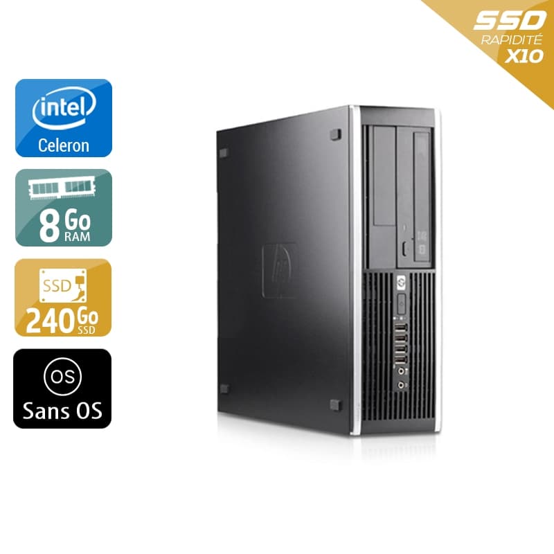 HP Compaq Pro 6000 SFF Celeron Dual Core - 8Go RAM 240Go SSD Sans OS Très bon étatOccasion certifiée reconditionnée
