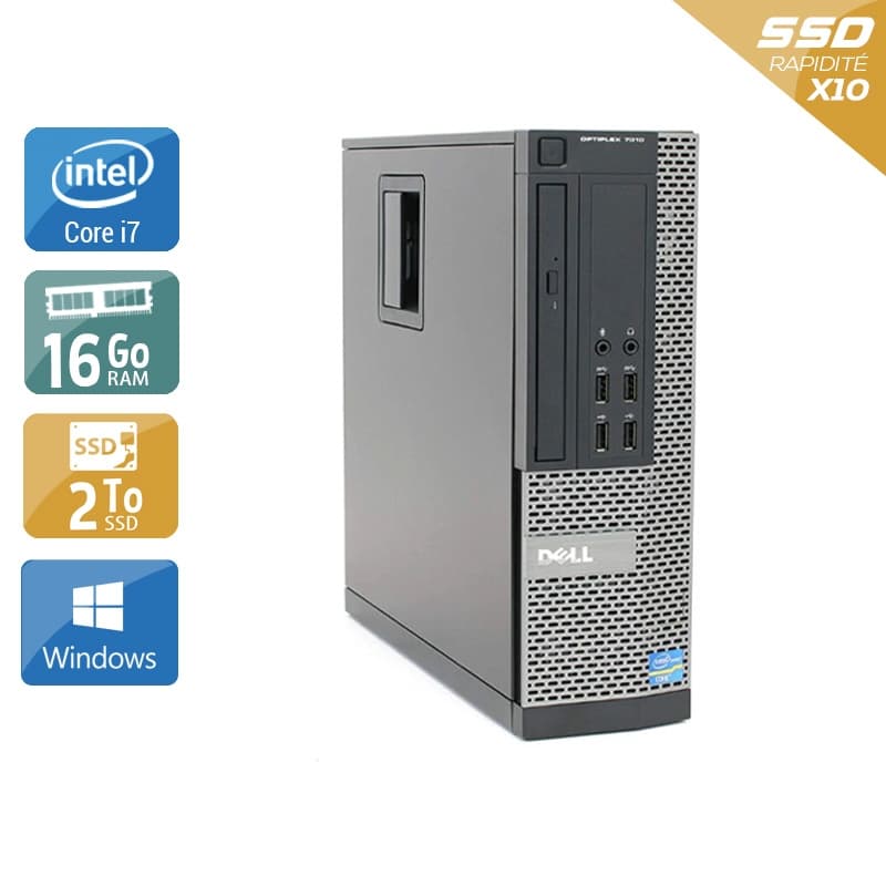 Dell Optiplex 7010 SFF i7 - 16Go RAM 2To SSD Windows 10 Bon étatOccasion certifiée reconditionnée