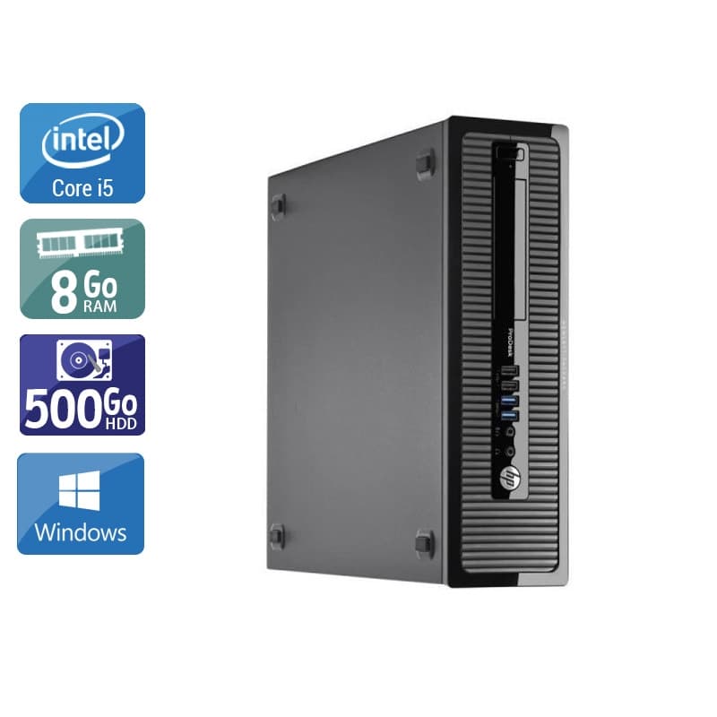 HP ProDesk 400 G1 SFF i5 - 8Go RAM 500Go HDD Windows 10 État correctOccasion certifiée reconditionnée