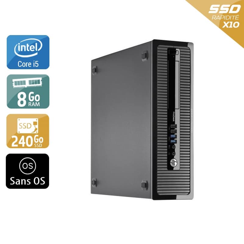 HP ProDesk 400 G1 SFF i5 - 8Go RAM 240Go SSD Sans OS État correctOccasion certifiée reconditionnée
