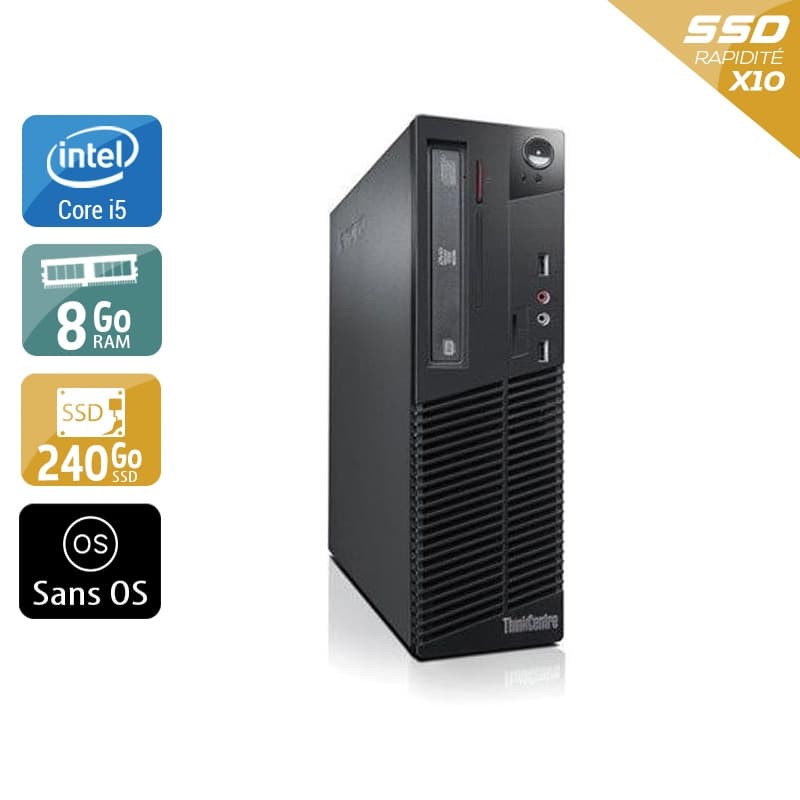Lenovo ThinkCentre M71 SFF i5 - 8Go RAM 240Go SSD Sans OS État correctOccasion certifiée reconditionnée